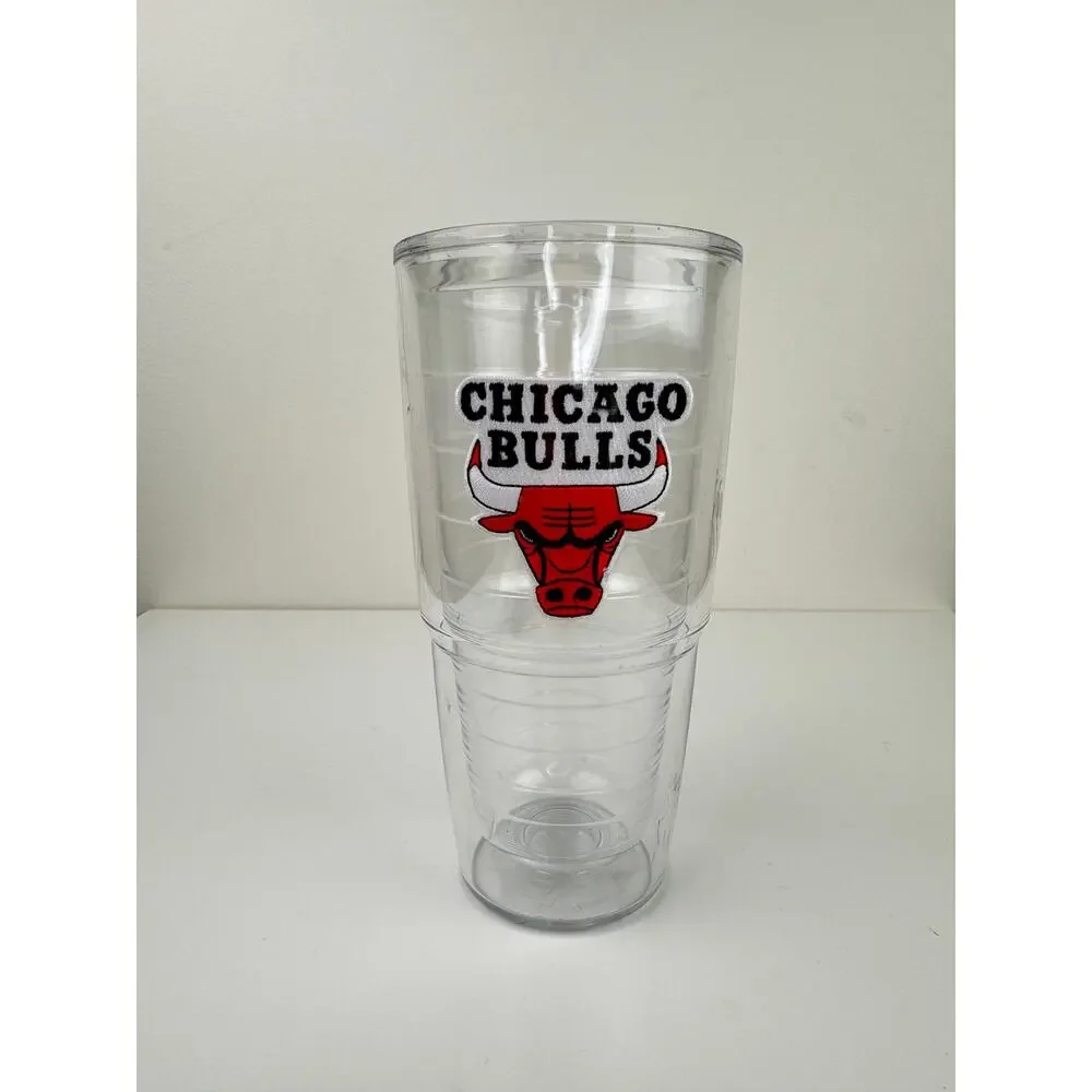 TERVIS Chicago Bulls Tumbler NBA Clear Red Patch Travel Mug NO LID 24 oz